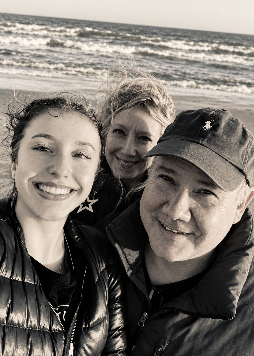 Robert Lamb with his family at the beach